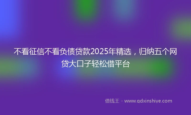 不看征信不看负债贷款2025年精选，归纳五个网贷大口子轻松借平台