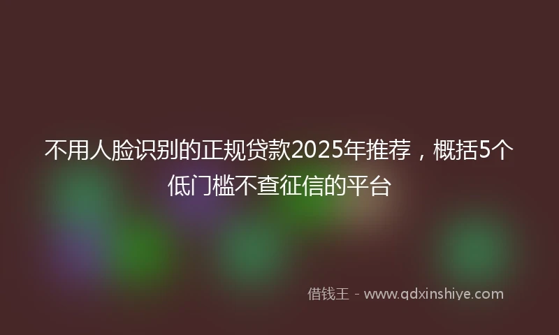 不用人脸识别的正规贷款2025年推荐，概括5个低门槛不查征信的平台