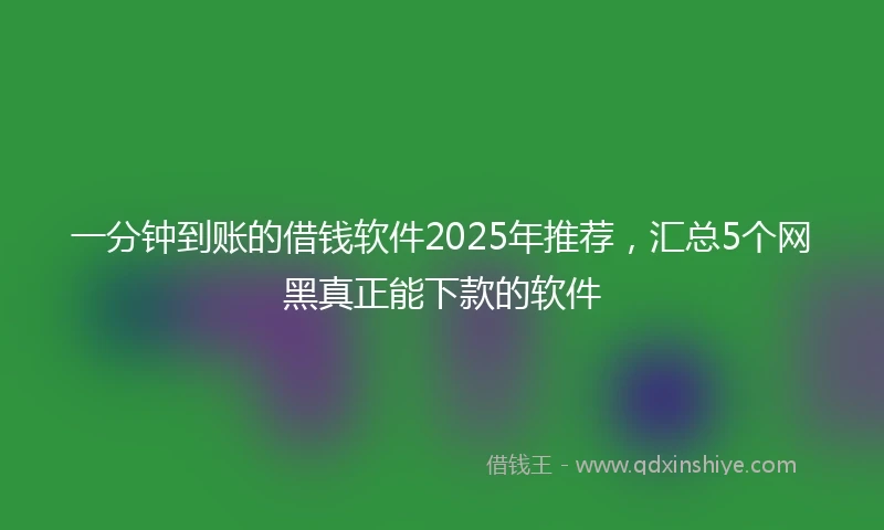 一分钟到账的借钱软件2025年推荐，汇总5个网黑真正能下款的软件
