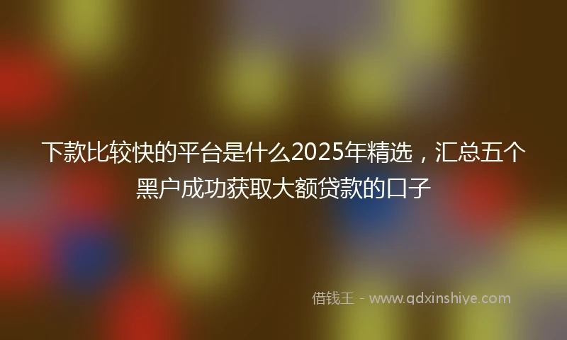 下款比较快的平台是什么2025年精选，汇总五个黑户成功获取大额贷款的口子