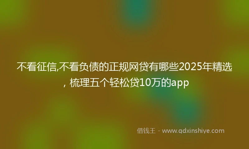 不看征信,不看负债的正规网贷有哪些2025年精选，梳理五个轻松贷10万的app