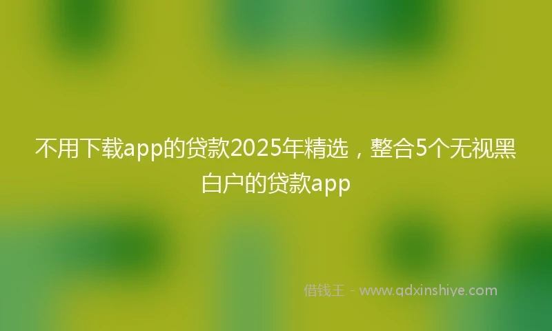 不用下载app的贷款2025年精选，整合5个无视黑白户的贷款app