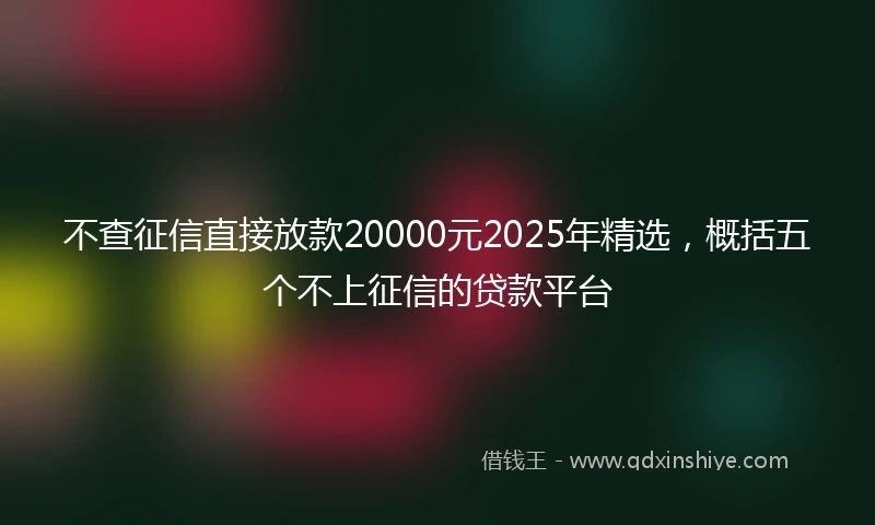 不查征信直接放款20000元2025年精选，概括五个不上征信的贷款平台
