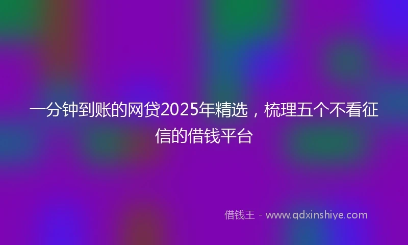 一分钟到账的网贷2025年精选，梳理五个不看征信的借钱平台