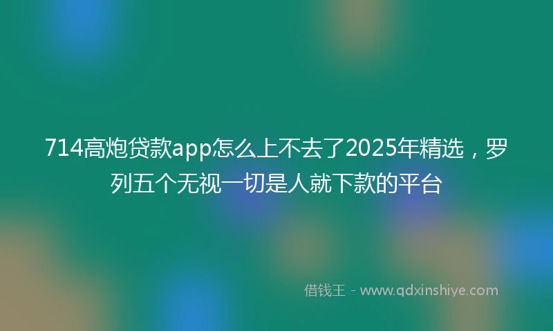 714高炮贷款app怎么上不去了2025年精选，罗列五个无视一切是人就下款的平台