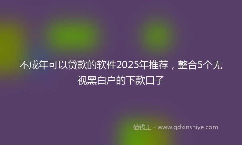 不成年可以贷款的软件2025年推荐，整合5个无视黑白户的下款口子