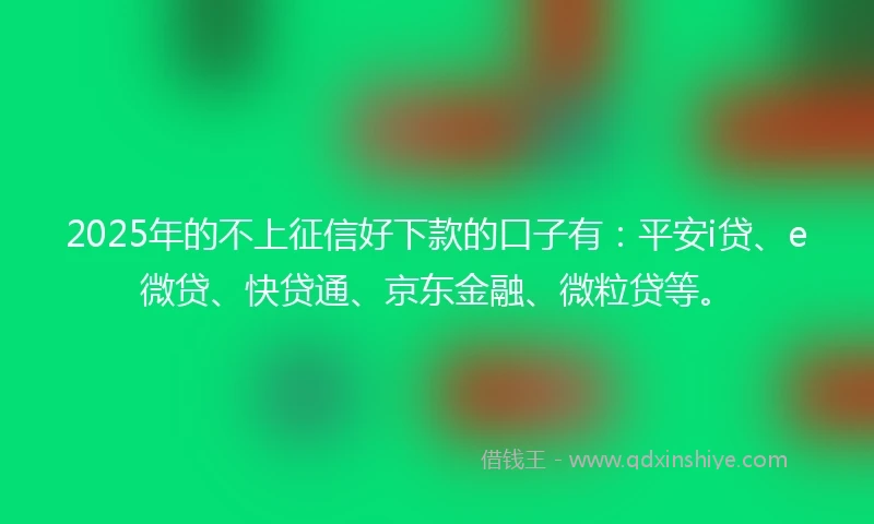 2025年的不上征信好下款的口子有：平安i贷、e微贷、快贷通、京东金融、微粒贷等。
