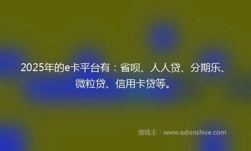 2025年的e卡平台有：省呗、人人贷、分期乐、微粒贷、信用卡贷等。