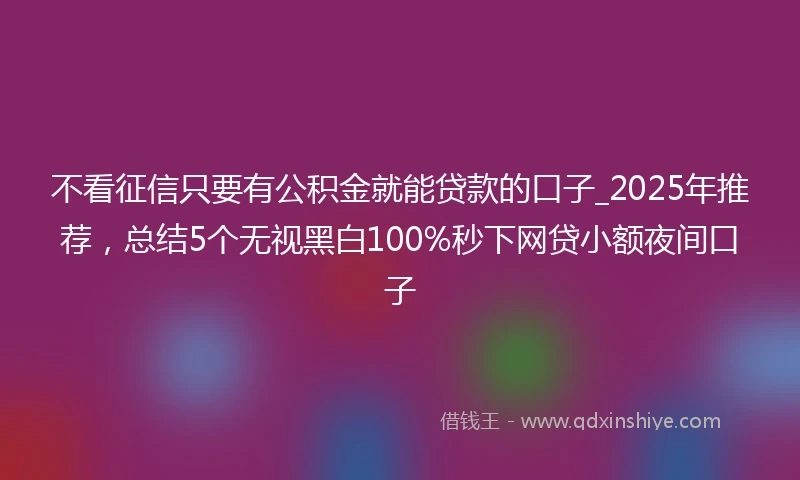 不看征信只要有公积金就能贷款的口子_2025年推荐，总结5个无视黑白100%秒下网贷小额夜间口子