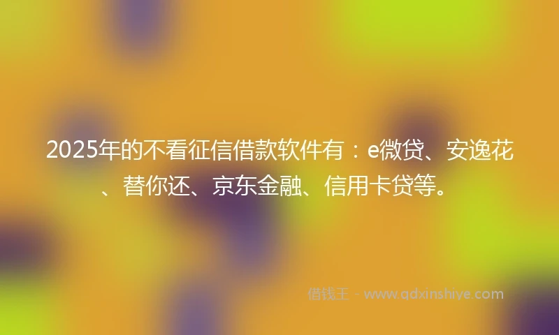 2025年的不看征信借款软件有：e微贷、安逸花、替你还、京东金融、信用卡贷等。