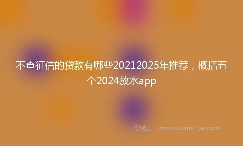 不查征信的贷款有哪些20212025年推荐，概括五个2024放水app
