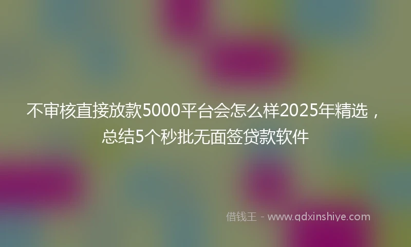 不审核直接放款5000平台会怎么样2025年精选，总结5个秒批无面签贷款软件