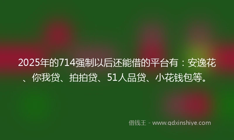 2025年的714强制以后还能借的平台有：安逸花、你我贷、拍拍贷、51人品贷、小花钱包等。