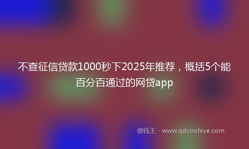 不查征信贷款1000秒下2025年推荐，概括5个能百分百通过的网贷app