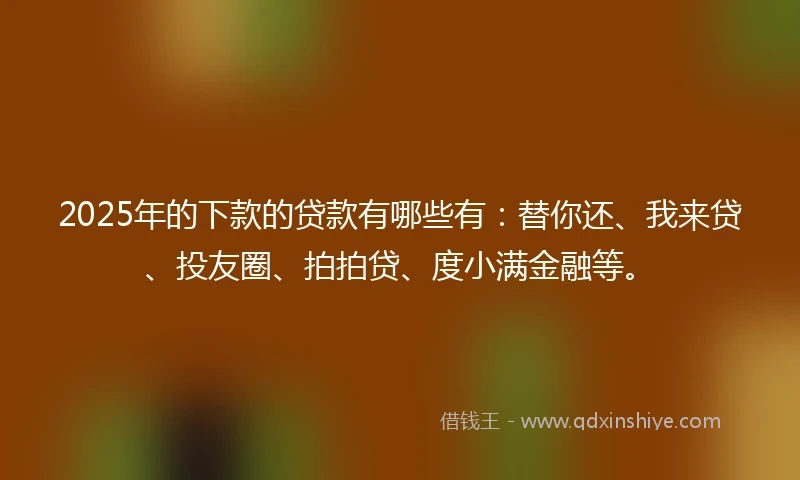 2025年的下款的贷款有哪些有：替你还、我来贷、投友圈、拍拍贷、度小满金融等。
