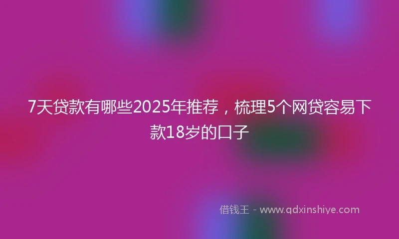 7天贷款有哪些2025年推荐，梳理5个网贷容易下款18岁的口子