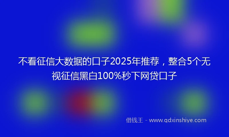不看征信大数据的口子2025年推荐，整合5个无视征信黑白100%秒下网贷口子