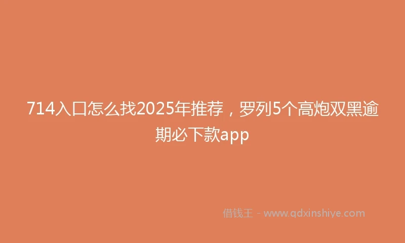 714入口怎么找2025年推荐，罗列5个高炮双黑逾期必下款app
