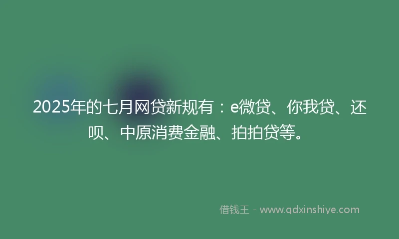 2025年的七月网贷新规有：e微贷、你我贷、还呗、中原消费金融、拍拍贷等。