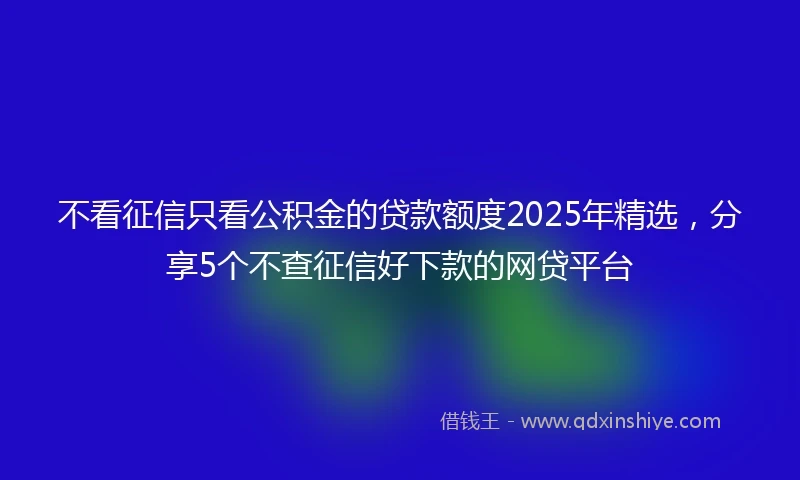 不看征信只看公积金的贷款额度2025年精选，分享5个不查征信好下款的网贷平台