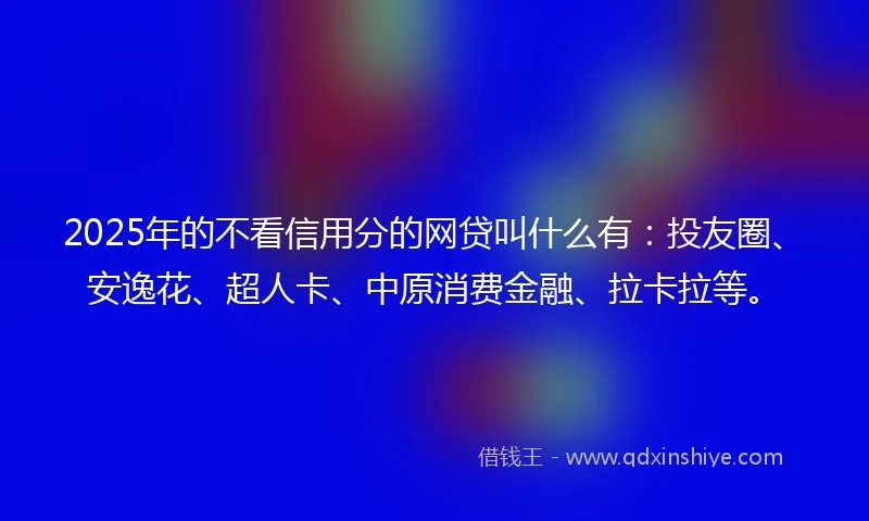 2025年的不看信用分的网贷叫什么有：投友圈、安逸花、超人卡、中原消费金融、拉卡拉等。