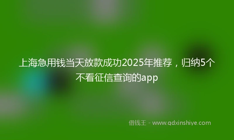 上海急用钱当天放款成功2025年推荐，归纳5个不看征信查询的app