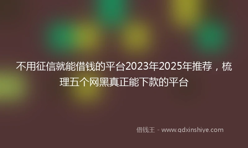不用征信就能借钱的平台2023年2025年推荐，梳理五个网黑真正能下款的平台