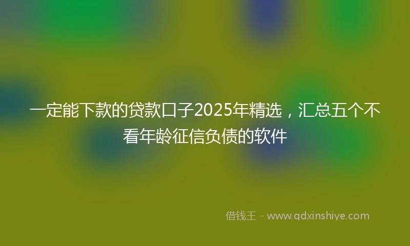 一定能下款的贷款口子2025年精选，汇总五个不看年龄征信负债的软件