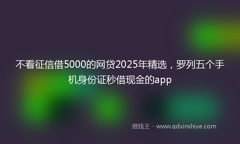 不看征信借5000的网贷2025年精选，罗列五个手机身份证秒借现金的app