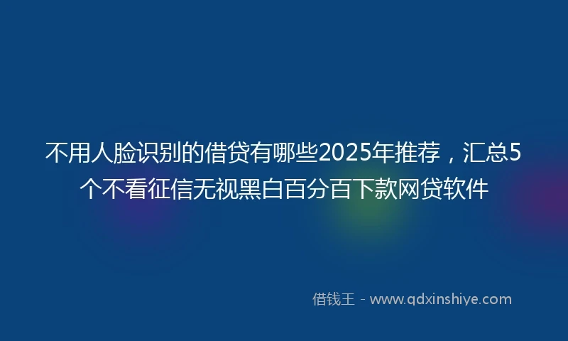 不用人脸识别的借贷有哪些2025年推荐，汇总5个不看征信无视黑白百分百下款网贷软件
