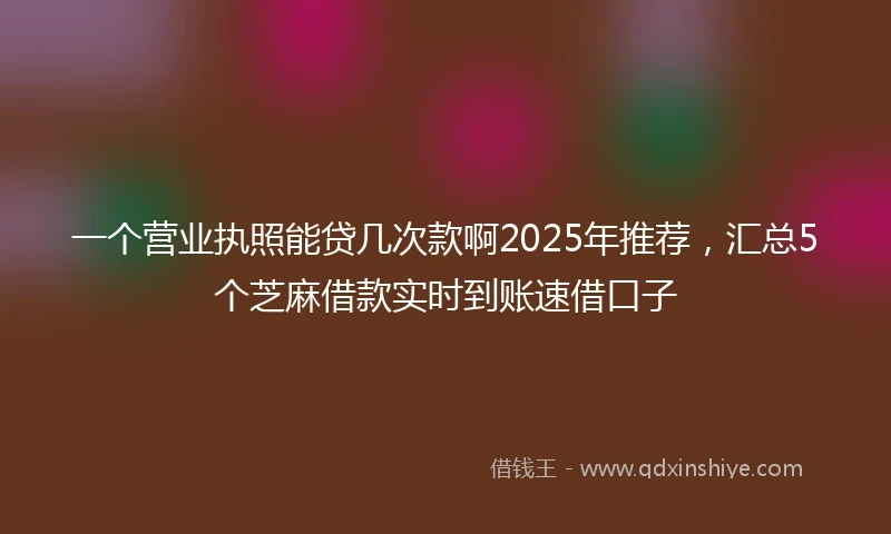 一个营业执照能贷几次款啊2025年推荐，汇总5个芝麻借款实时到账速借口子