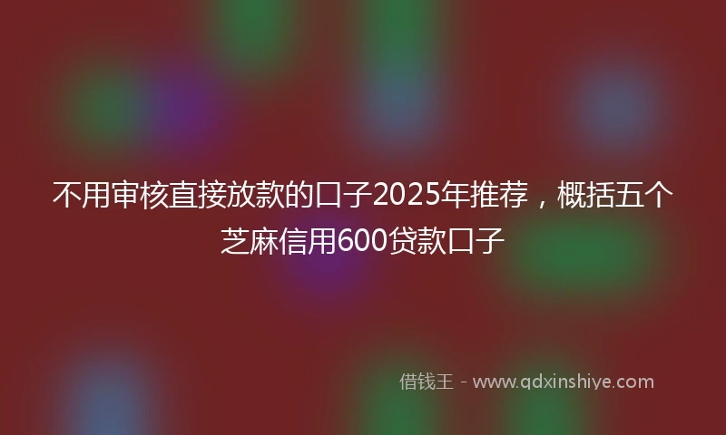 不用审核直接放款的口子2025年推荐，概括五个芝麻信用600贷款口子