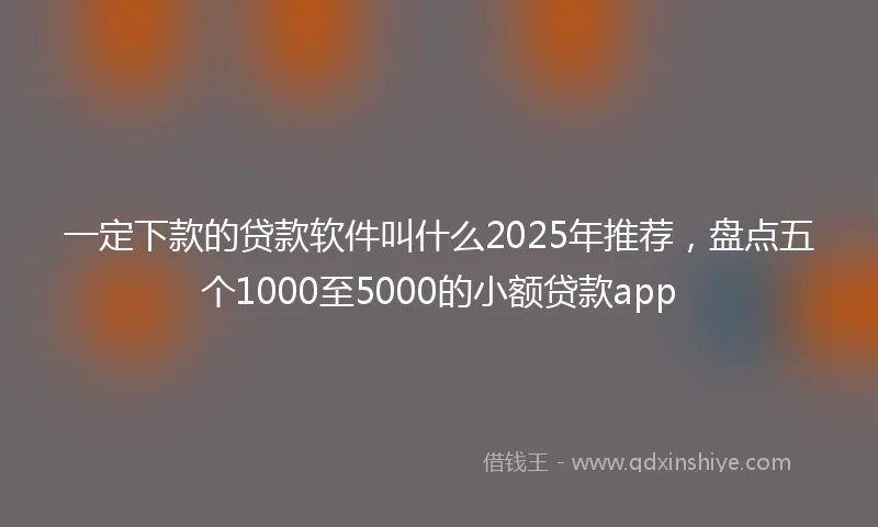 一定下款的贷款软件叫什么2025年推荐，盘点五个1000至5000的小额贷款app