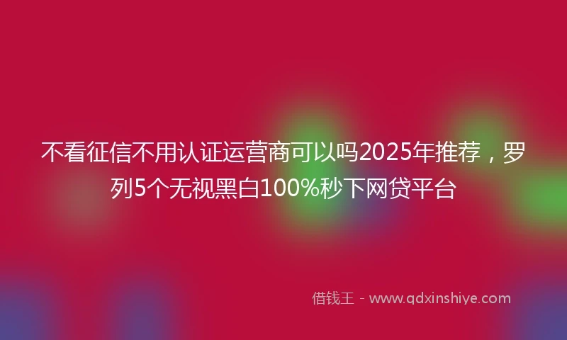不看征信不用认证运营商可以吗2025年推荐，罗列5个无视黑白100%秒下网贷平台