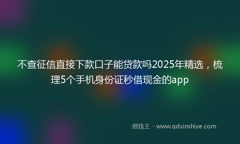不查征信直接下款口子能贷款吗2025年精选，梳理5个手机身份证秒借现金的app