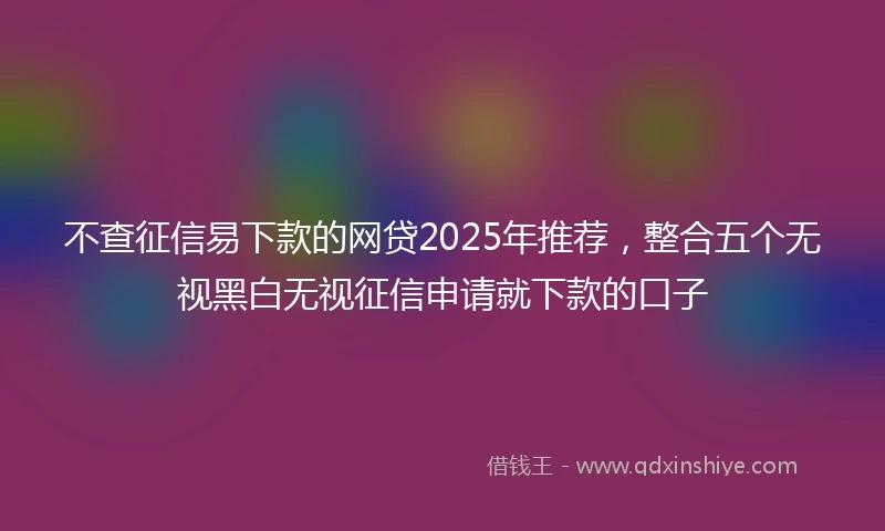 不查征信易下款的网贷2025年推荐，整合五个无视黑白无视征信申请就下款的口子