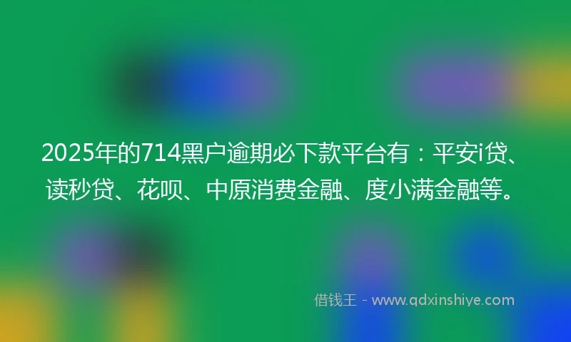 2025年的714黑户逾期必下款平台有：平安i贷、读秒贷、花呗、中原消费金融、度小满金融等。