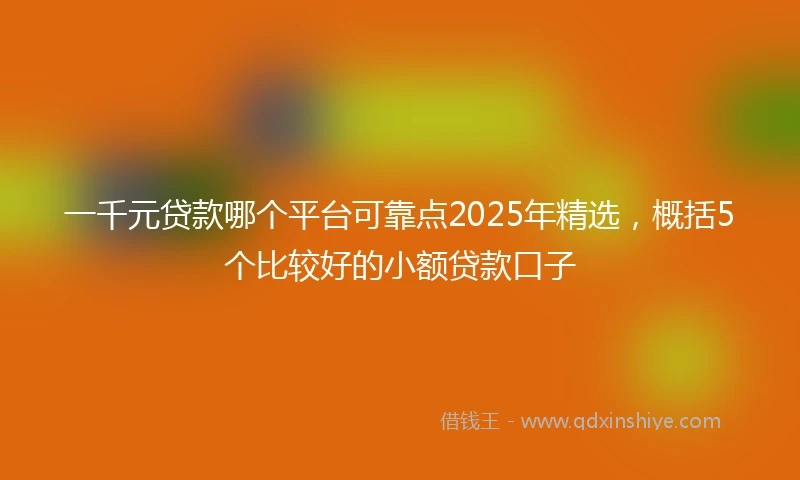 一千元贷款哪个平台可靠点2025年精选，概括5个比较好的小额贷款口子