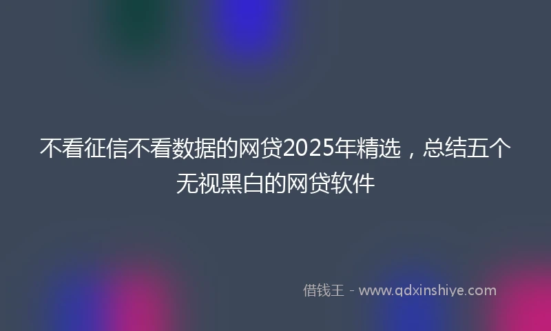 不看征信不看数据的网贷2025年精选，总结五个无视黑白的网贷软件