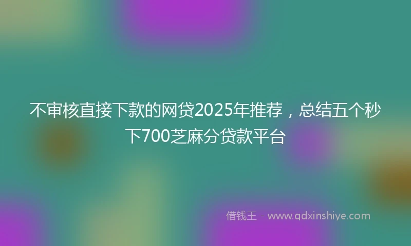 不审核直接下款的网贷2025年推荐，总结五个秒下700芝麻分贷款平台