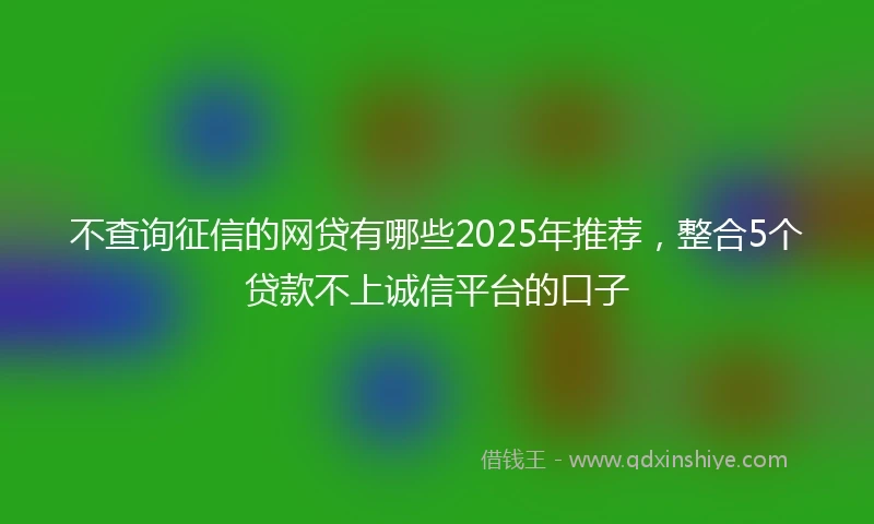 不查询征信的网贷有哪些2025年推荐，整合5个贷款不上诚信平台的口子