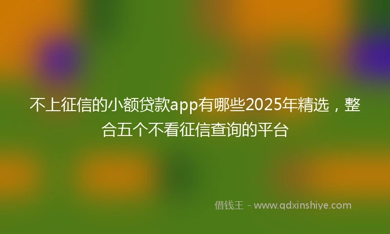 不上征信的小额贷款app有哪些2025年精选，整合五个不看征信查询的平台