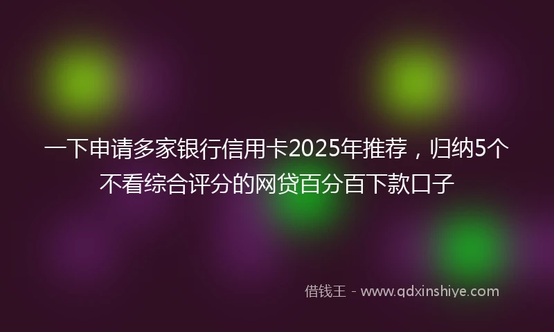 一下申请多家银行信用卡2025年推荐，归纳5个不看综合评分的网贷百分百下款口子