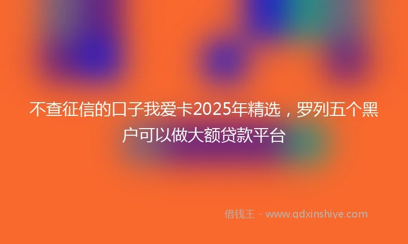 不查征信的口子我爱卡2025年精选，罗列五个黑户可以做大额贷款平台