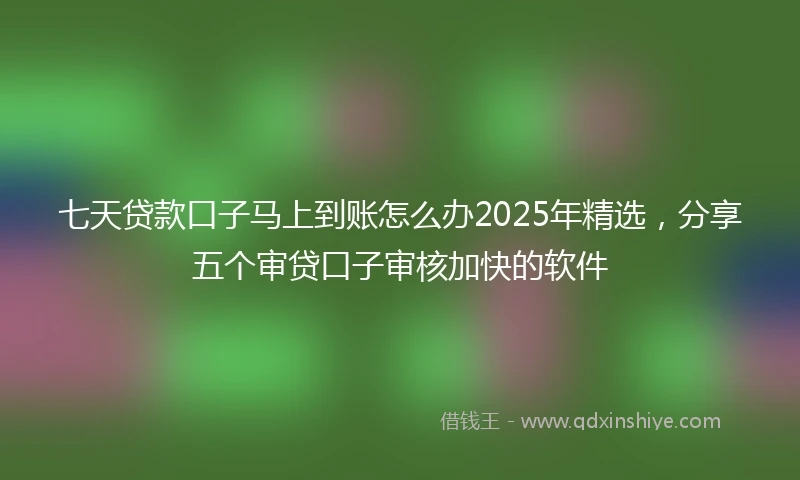 七天贷款口子马上到账怎么办2025年精选，分享五个审贷口子审核加快的软件