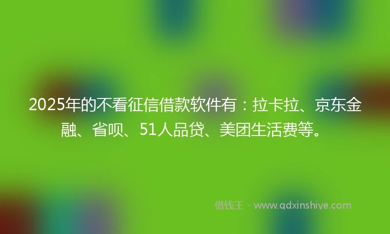 2025年的不看征信借款软件有：拉卡拉、京东金融、省呗、51人品贷、美团生活费等。
