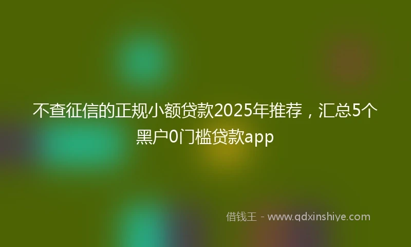不查征信的正规小额贷款2025年推荐，汇总5个黑户0门槛贷款app