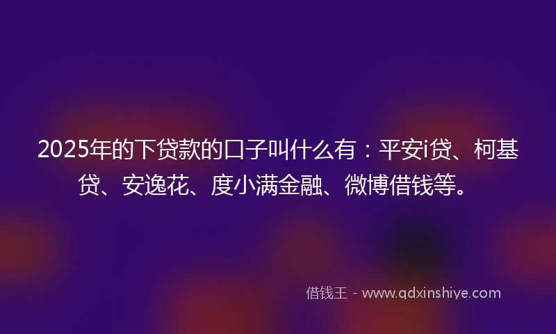 2025年的下贷款的口子叫什么有：平安i贷、柯基贷、安逸花、度小满金融、微博借钱等。
