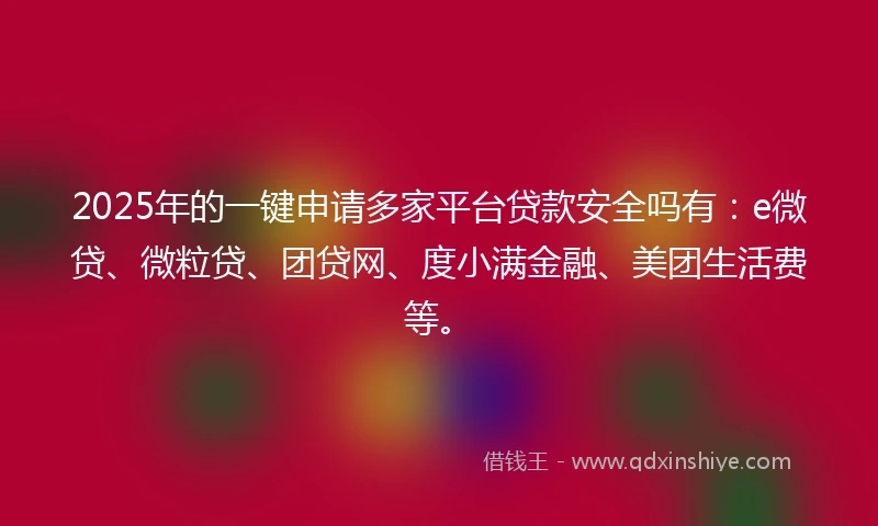 2025年的一键申请多家平台贷款安全吗有：e微贷、微粒贷、团贷网、度小满金融、美团生活费等。