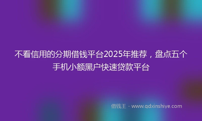 不看信用的分期借钱平台2025年推荐，盘点五个手机小额黑户快速贷款平台